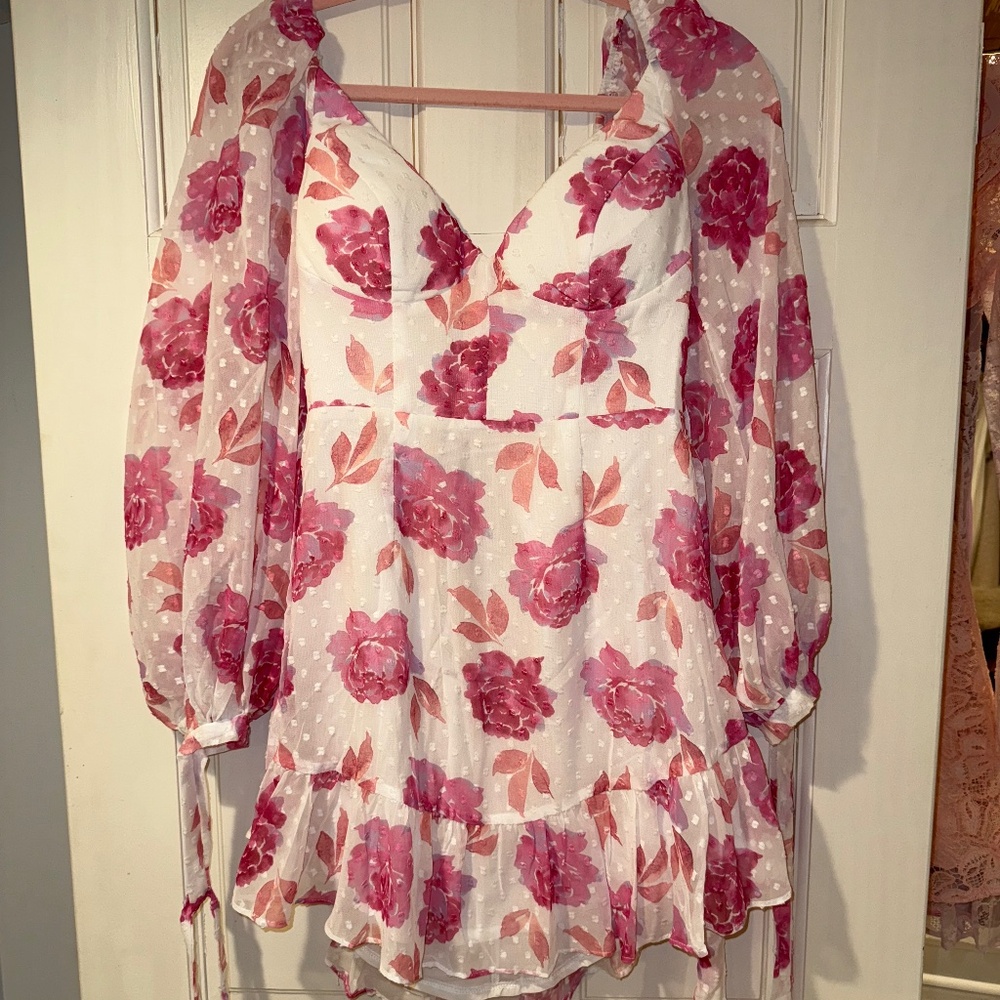 Hello Molly White Long Sleeve Swiss Dot Dress